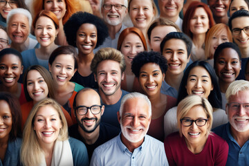 Group of smiling diverse people. Group of happy mix race and multi generation business people smiling and looking at camera.