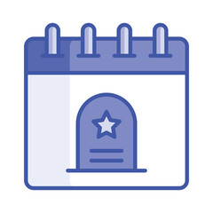 Tombstone on calendar, concept icon of bereavement reminder
