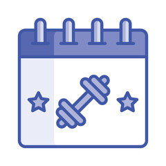 Dumbbell on calendar denoting concept vector of fitness