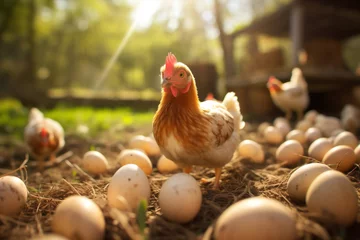 Rolgordijnen Food agriculture egg chicken hen rural nature farming chick poultry © VICHIZH