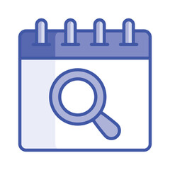 Magnifier with calendar showing concept icon of event search