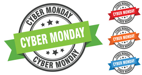 cyber monday stamp. round band sign set. label