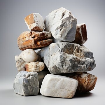 Full View Stone Poton A Completely , Isolated On White Background, For Design And Printing