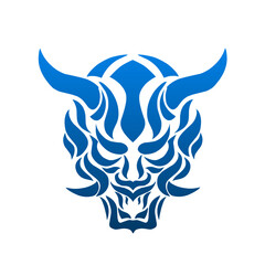 graphic vector illustration of tribal art blue devil face tattoo