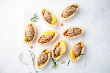 Homemade chicken liver pate with sea buckthorn
