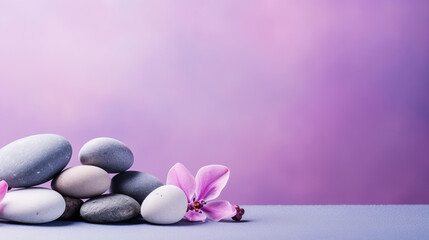 Tranquil spa pebble aquatic imagery in a minimalistic approach, artistic arrangement and ambiance, background with copy space