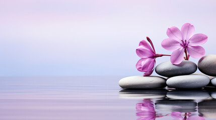 Tranquil spa pebble aquatic imagery in a minimalistic approach, artistic arrangement and ambiance, background with copy space