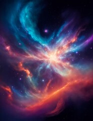 Fototapeta na wymiar Colorful Space Nebula. Cosmic Clouds, Galactic Beauty