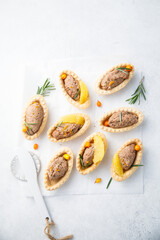 Homemade chicken liver pate with sea buckthorn