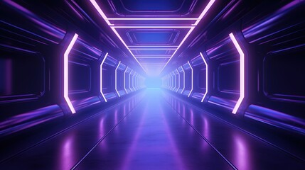 futuristic 3 d tunnel.cyberpunk tunnel.modern corridor tunnel.deserted tunnel,neon light.