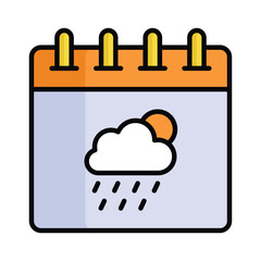 Cloud and sun with calendar showing concept icon of weather calendar