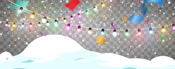 Vector illustration of a light garland on a transparent background.	

