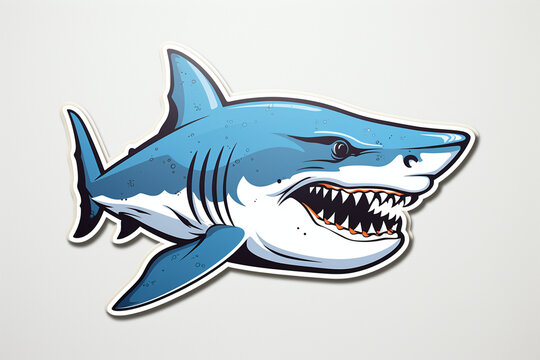 vector sticker design, a shark