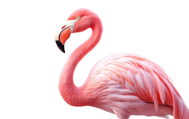 Amazing Flamingo Isolated on White Transparent Background.