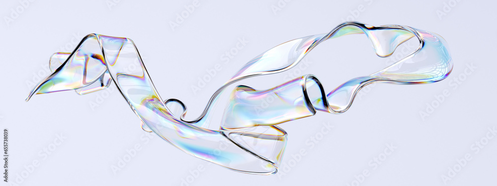 Poster abstract colorful gradient wave 3d rendering, chromatic dispersion and thin film spectral effect