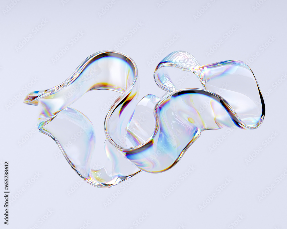 Poster abstract colorful gradient wave 3d rendering, chromatic dispersion and thin film spectral effect