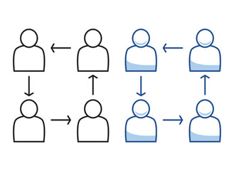 Doodle teamwork. People community. Icon as cooperation.Team Meeting.Team work related.Hand draen doodle sketch illustration.Video conference.People connecting together.