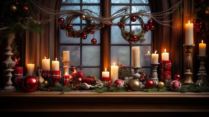 Christmas-Themed Candle Holders and Handcrafted Garlands Create a Cozy Indoor Atmosphere