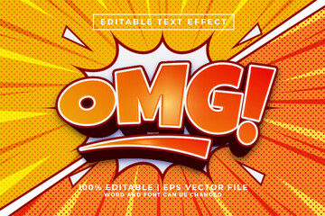 Omg 3d Editable Text Effect Comic Cartoon Style Premium Vector