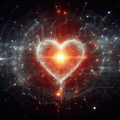 Obraz premium Futuristic AI Love's Tenderness, GENERATIVE AI