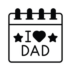 Fathers Day calendar vector design isolated on white background