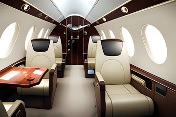 Inside of a small business jet
