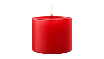 red burning candle isolated on transparent background cutout