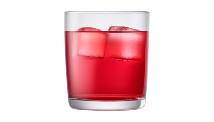glass of red drink isolated on transparent background cutout
