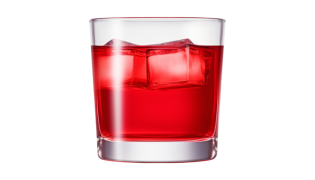 glass of red drink isolated on transparent background cutout