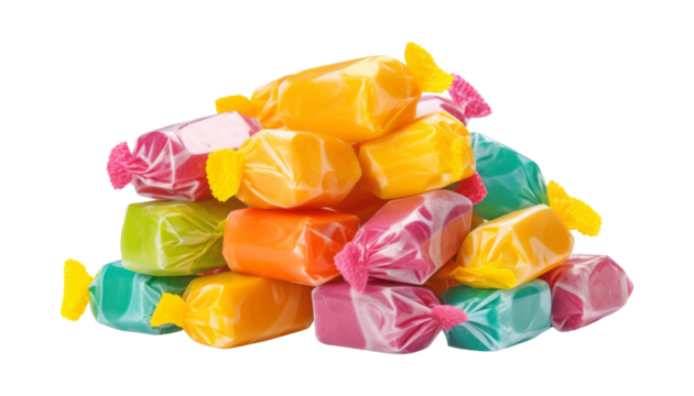 colorful candies isolated on transparent background cutout