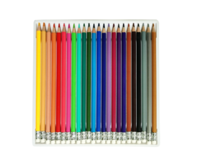 Set of colored pencils in a plastic box PNG transparent