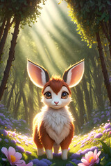 Whimsical Woodland Antelope: A Cartoon Journey in Soft Shades!