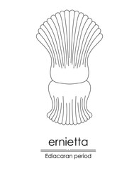 Ernietta, an Ediacaran period creature, black and white line art. Perfect for coloring and educational purposes. © reineg