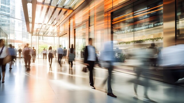 Motion Blur Of A Business City Center Street