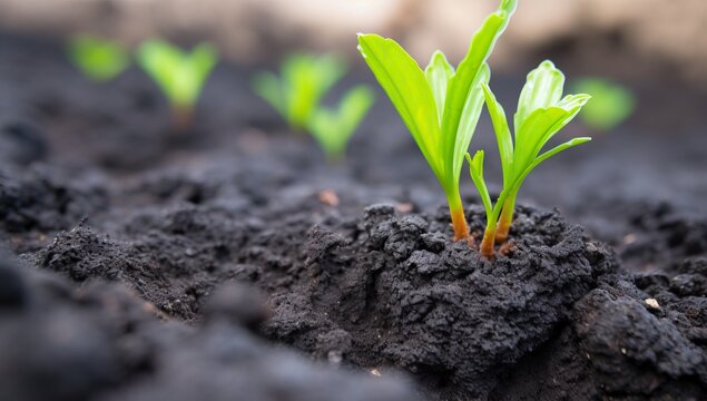 Green seedling illustrating concept of new life and natural development in early spring