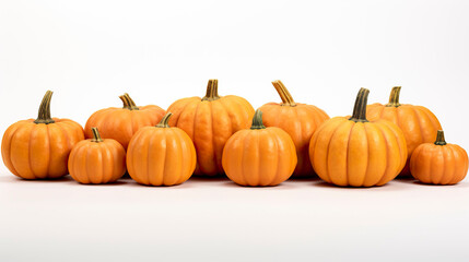 Pumpkins isolated on white background. Halloween and Thanksgiving concept.