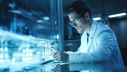 Young male scientist working in laboratory.