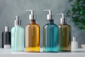 Obraz na płótnie Canvas Elegance In Rows: Bathroom Sanitation Products In Cosmetics Photography