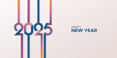 Happy new year 2025 with colour number design. 2025 new year design template