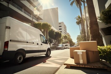 Delivery van around the city. 