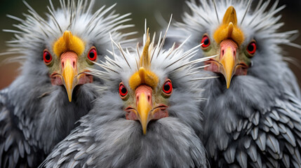 Group of Secretary Birds close up