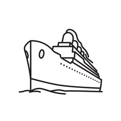 Vintage cruise ship vector line icon for Take A Cruise Day on February 3 - obrazy, fototapety, plakaty