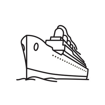 recommend clip art: Vintage cruise ship vector line icon for Take A Cruise Day on February 3