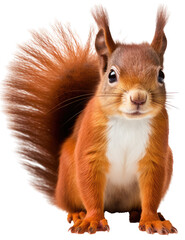 Obraz premium Sitting red squirrel isolated on a white background as transparent PNG
