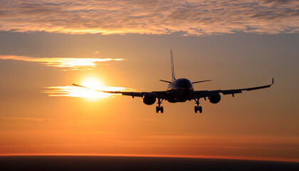Fototapeta na wymiar Sunset and airplane fuselage