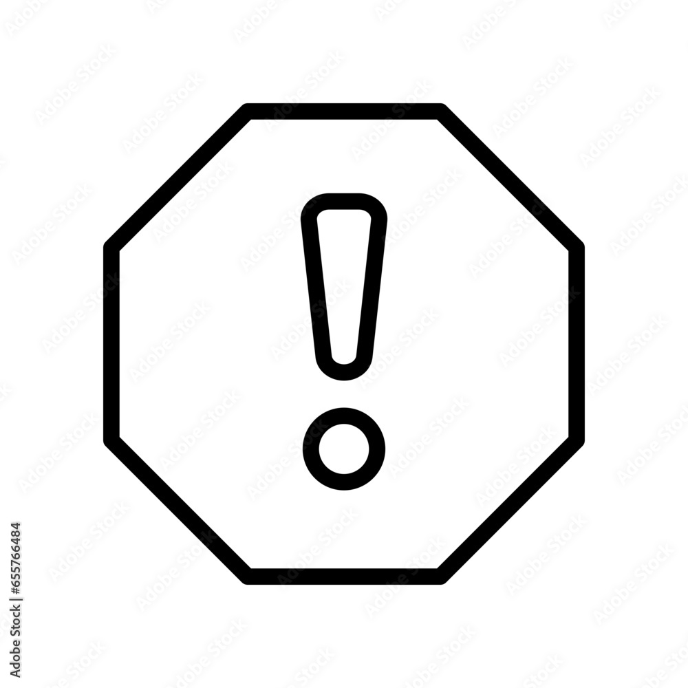 Aufkleber exclamation mark in octagonal shape for hazard warning symbol. beware secure caution in traffic road