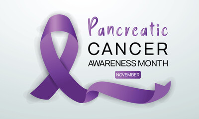 Pancreatic Cancer Awareness Month design with gradient purple ribbon. Vector illustration