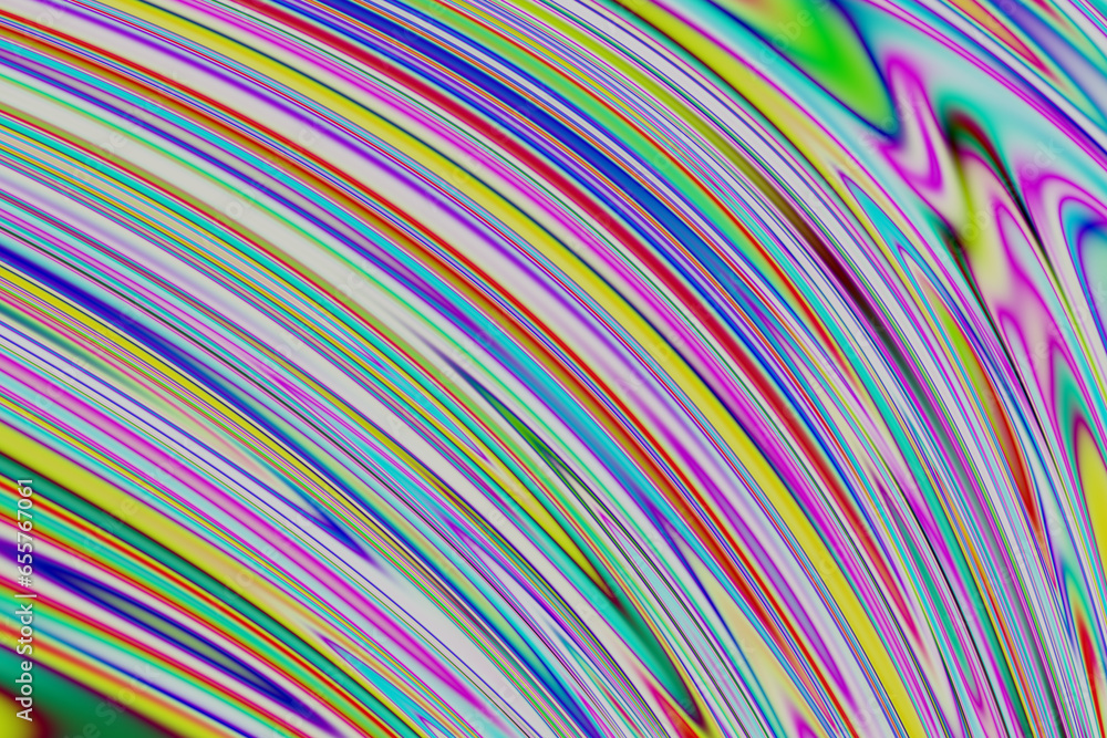 Poster smooth rainbow dynamic curves. abstract background. 3d rendering