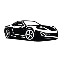 Sports car black color isolated on white