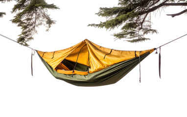 Beautiful Hammock Tent Hanging with rope Isolated on White Transparent Background.